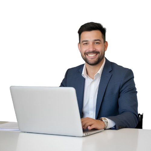 Business professional working on laptop representing digital marketing agency services