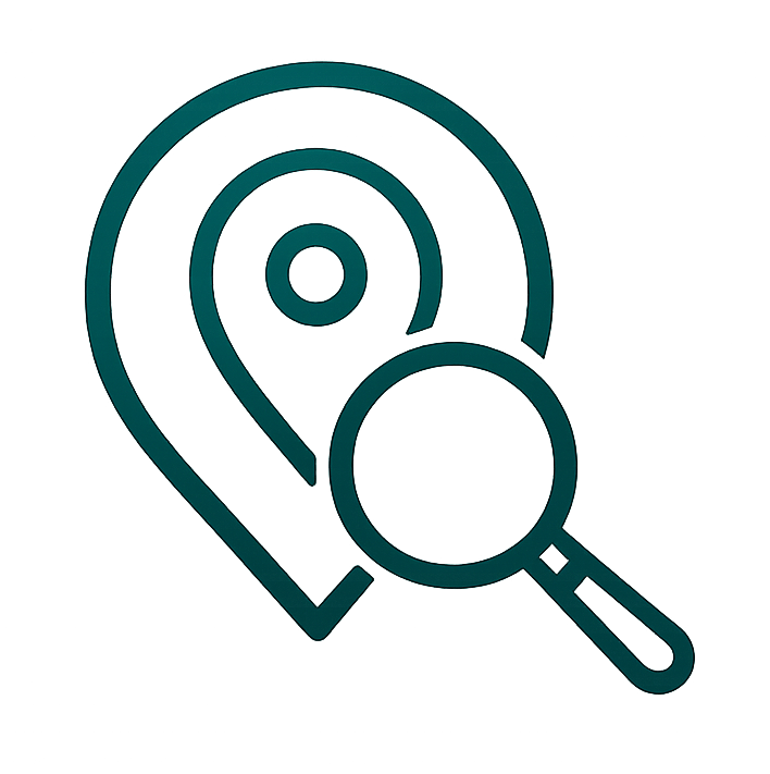 Local SEO icon showing location pin with magnifying glass representing local search optimization